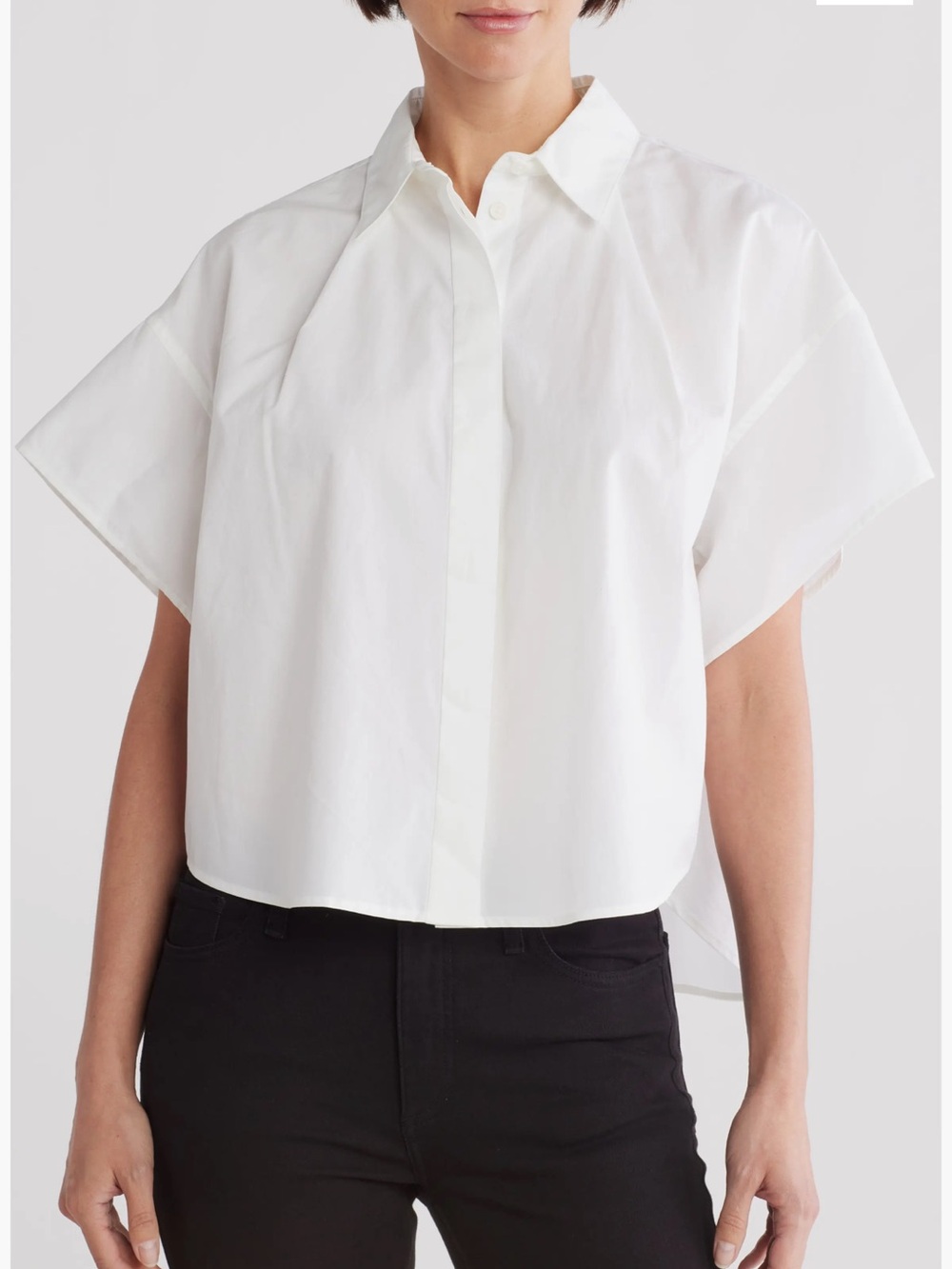 rag & bone White Short-Sleeve Button-Down Boxy Shirt